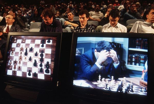 World Champion chess player Garry Kasparov was defeated by IBM’s Deep Blue chess-playing computer in a six-game match in May, 1997. The match received enormous media coverage, much of which emphasized the notion that Kasparov was defending humanity’s honor.